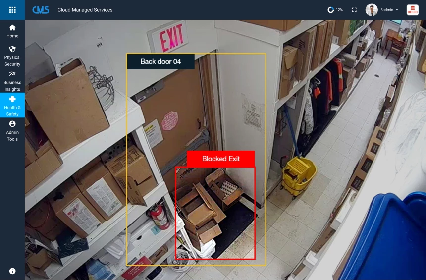 Blocked door detection alert for workplace safety compliance