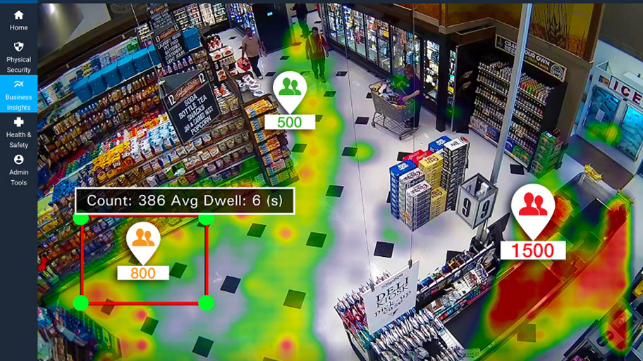 Heatmap showing customer density and dwell time in store