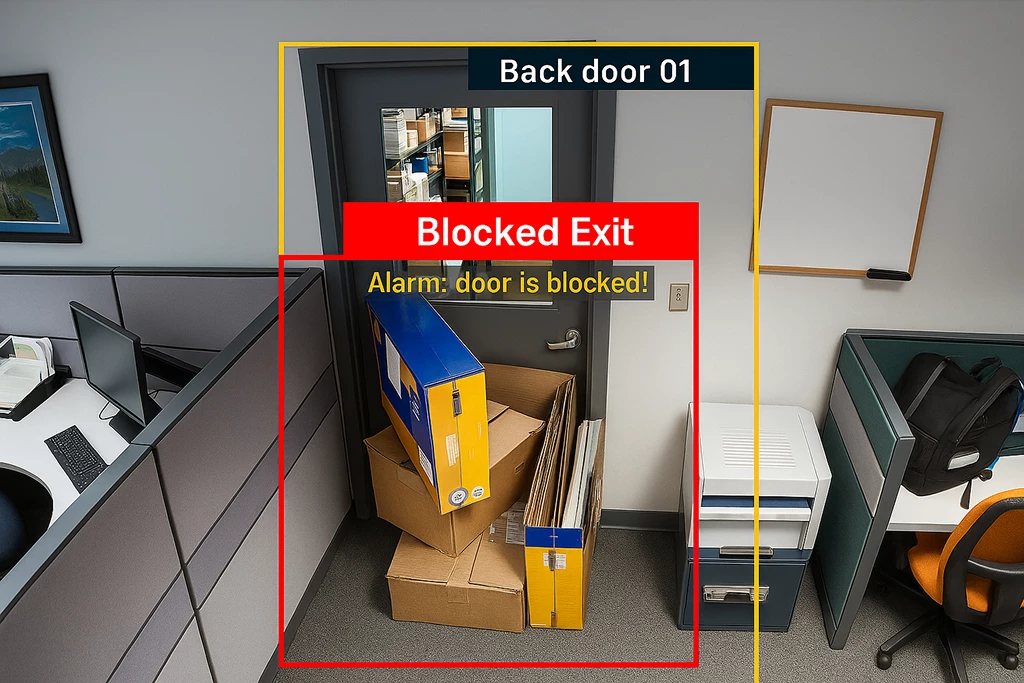 Blocked door detection with object from CMS solution