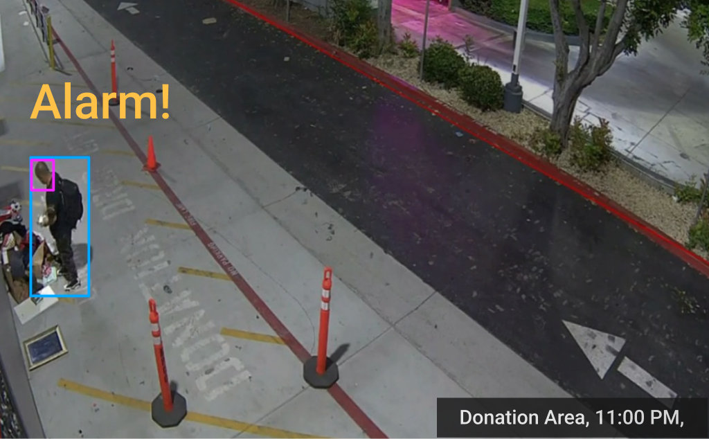 Alarm triggered in donation area at night