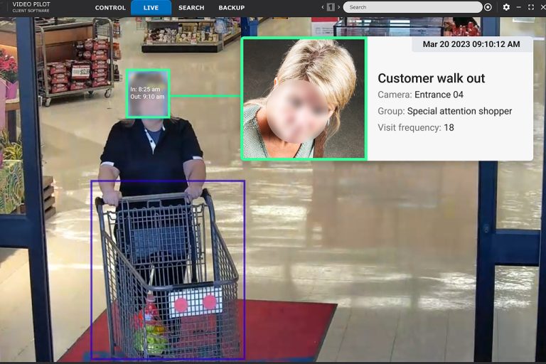 Ai system tracking customer exit with shopping cart