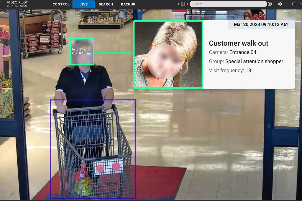 Ai system tracking customer exit with shopping cart