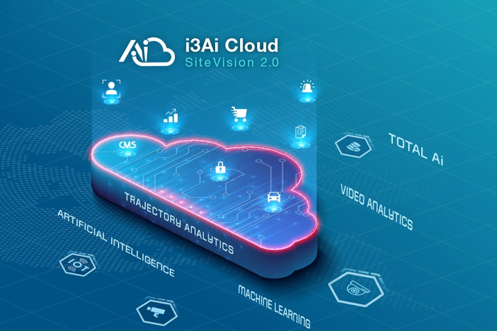 Illustration of i3Ai Cloud with icons for AI, analytics, and security