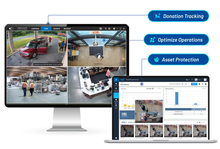 Thrift solution dashboard showing donation tracking and analytics