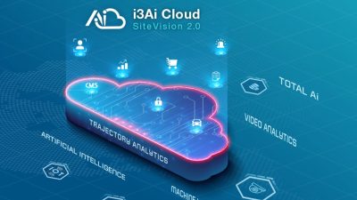 Illustration of i3Ai Cloud with icons for AI, analytics, and security
